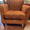 Red Club Chair with Circle and Square Pattern