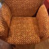 Red Club Chair with Circle and Square Pattern