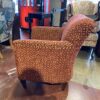 Red Club Chair with Circle and Square Pattern