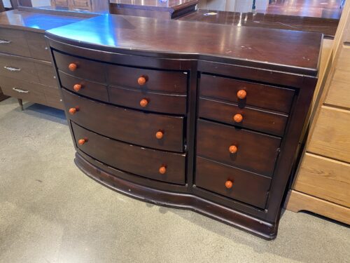 Bow Front Dresser with Basketball Handle Knobs