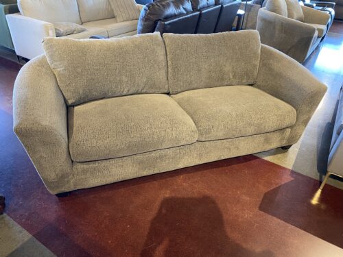 Upholstered Couch with Rounded Arms and Curved Back