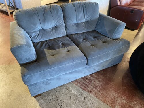 Charcoal Grey Loveseat with Tufted Cushions