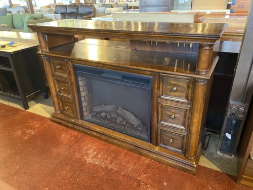 TV Console with Electric Fireplace Base and Storage