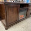 Dark Wooden Fireplace TV Stand w/ Adjustable Temperature & Brightness