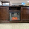 Dark Wooden Fireplace TV Stand w/ Adjustable Temperature & Brightness