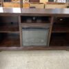 Dark Wooden Fireplace TV Stand w/ Adjustable Temperature & Brightness