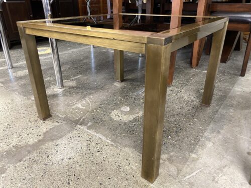 Brass Square End Table w/ Smoked Mirrored Glass