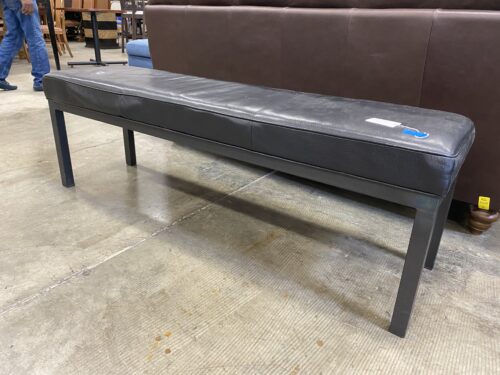 ROOM & BOARD Black Leather and Heavy Metal Bench