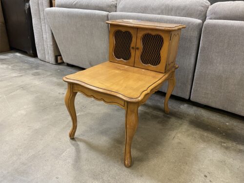 French Provincial 2 Tier Nightstand with Confession Booth Doors
