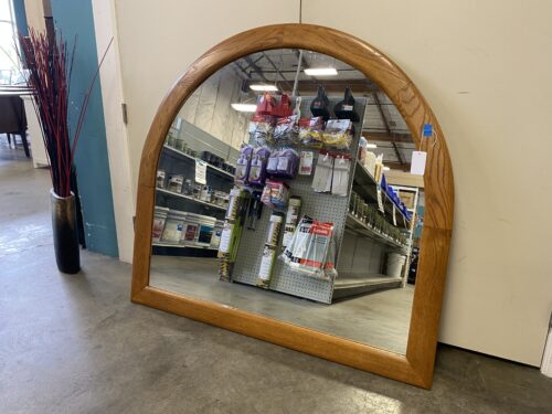 Arched Hanging Mirror in an Oak Finished Frame