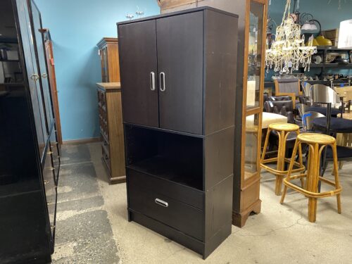 Black 2-Drawer Cabinet w/ Grey Handles