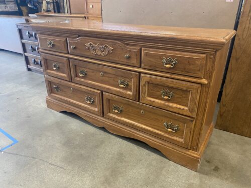 Vintage Wood Pulled 8 Drawer Dresser