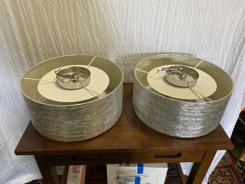 Set of 2 Glittery Silver Circle Light Fixtures
