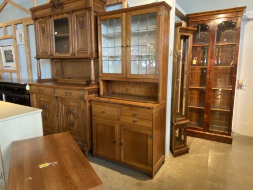 Tall Vintage Glass Door Display Hutch