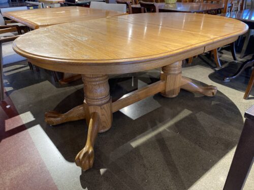 Warm Blonde Oval Clawfoot Dining Table