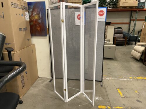 White Framed Clear Panel Room Divider