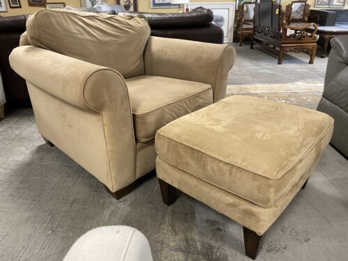 Light Brown Armchair w/ Matching Ottoman