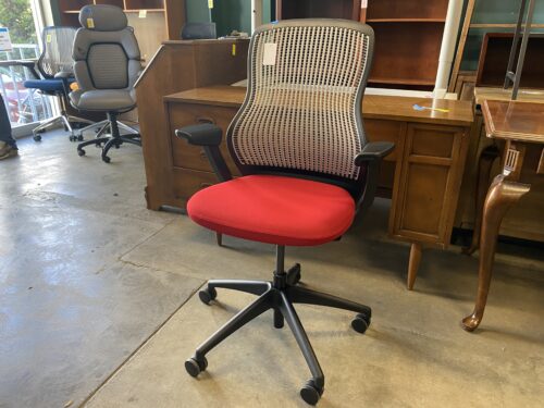 KNOLL ReGeneration White Mesh Backed Office Chair - Red