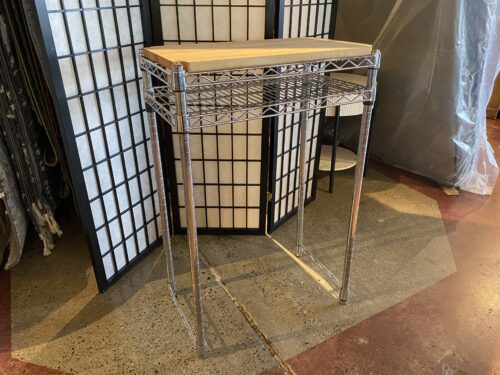 Sturdy Stainless Steel Kitchen Rack w/ Butcherblock Top
