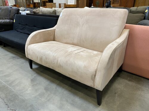 Light Tan Highbacked Slope Armed Loveseat