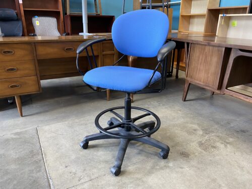 Bright Blue Caged Arm Drafting Chair