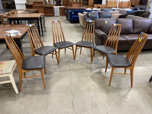 KOEFOEDS HORNSLET Eva Vintage Teak MCM High Back Dining Chairs (6)