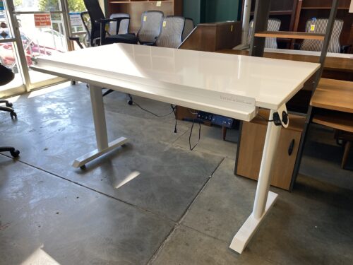 VERSATABLE White Powerlift Standing and Drafting Desk