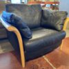 Maurice Villency Leather & Teak Armchair