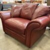 RAPELLO Vibrant Red Top Grain Leather Saddle Arm XL Chair