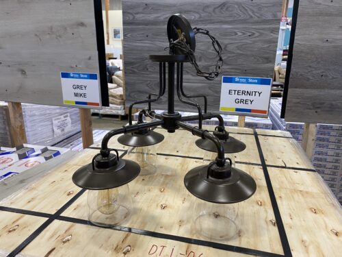Industrial Black Piped 4 Light Chandelier