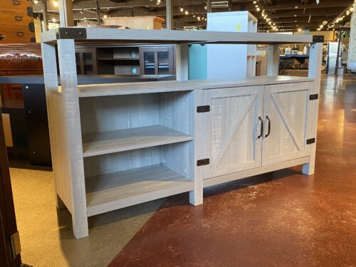 Cloud Grey Adjustable Shelf Media Stand