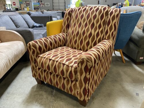 ASHLEY Red Brown and Orange Wavy Pattern Arm Chair