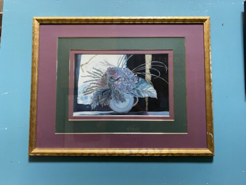 Gold Accented Flower Print in Multi-Tone Frame