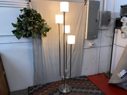 Contemporary Brushed Nickel Staggered 4 Light Floor Lamp