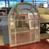 Rustic White Wash Arch Top Mirror