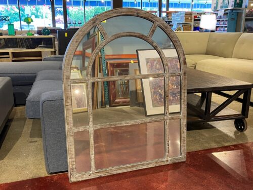 Rustic White Wash Arch Top Mirror