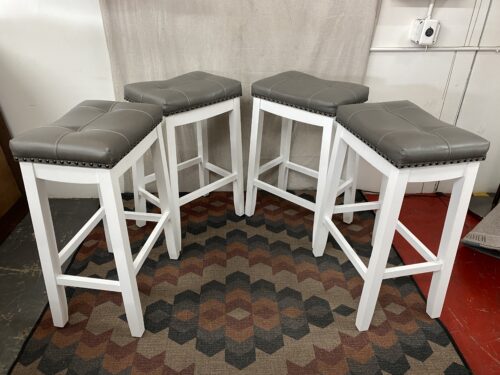 LONGWOOD FOREST Set of 4 White & Grey Bar Stools