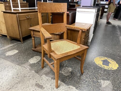 Oak Chair w/ Wicker Bottom