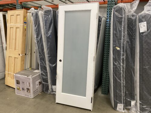 SIGNAMARK White Pre-Hung Frosted Tempered Glass Door
