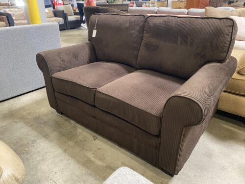 Chocolate Brown Corduroy Rolled Arm Loveseat