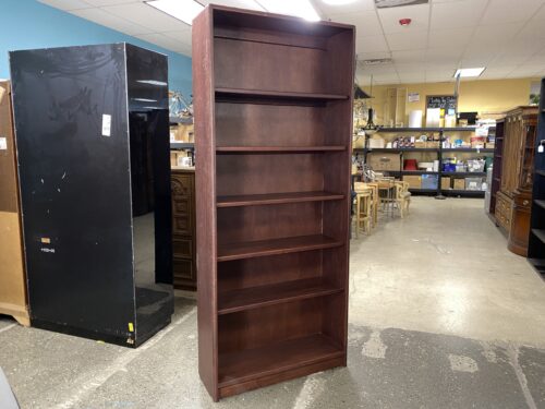 Tall Dark Wooden 6-Shelf Bookcase