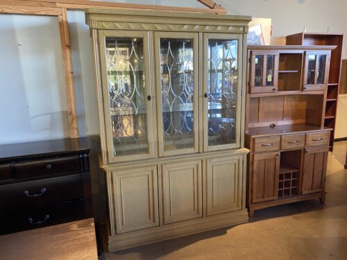 Butter Yellow Glass Door Hutch