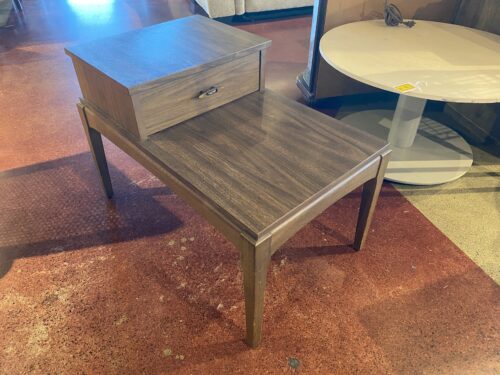Mid-Century Modern Two Tier End Table with Drawer