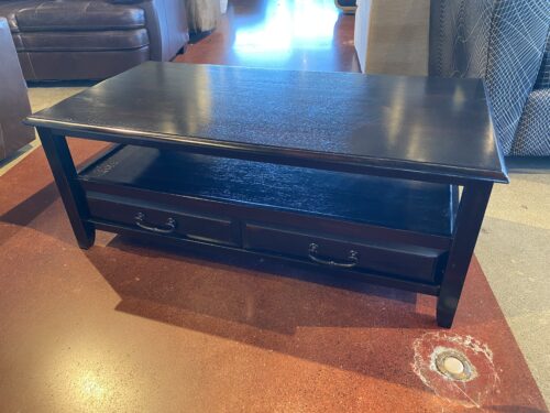 PIER 1 Black Coffee Table with Two Bottom Drawers