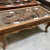 Hand Carved Farm Scene Wood Coffee Table