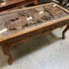Hand Carved Farm Scene Wood Coffee Table