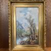 Gold Framed River Scene Oil Painting