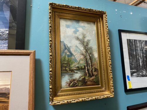 Gold Framed River Scene Oil Painting