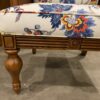 Rattan and Wood Framed Chair with Floral Upholstered Seat