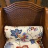 Rattan and Wood Framed Chair with Floral Upholstered Seat